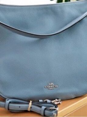 Coach Elle Pebble Leather Shoulder Bag in Dusty Blue